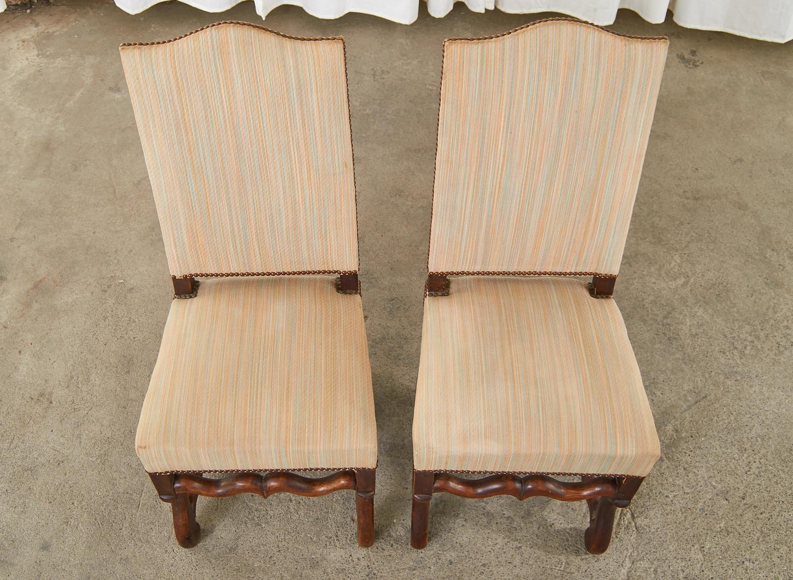 Set of Eight French Walnut Os de Mouton Dining Chairs 3