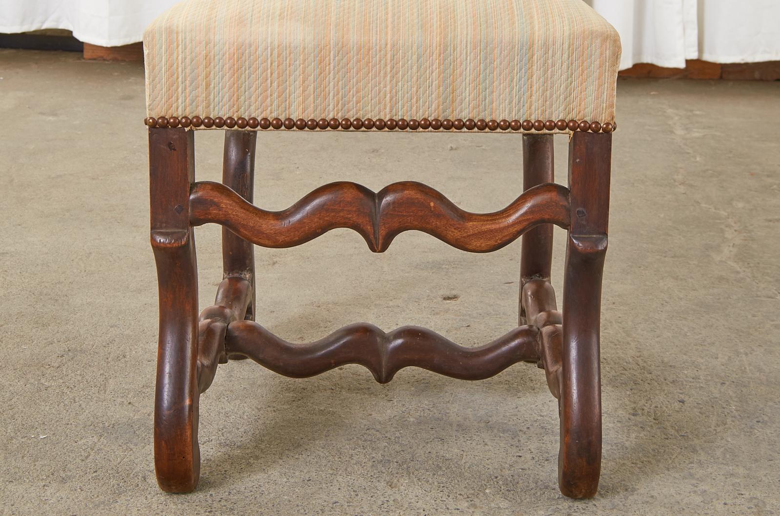 Set of Eight French Walnut Os de Mouton Dining Chairs 8