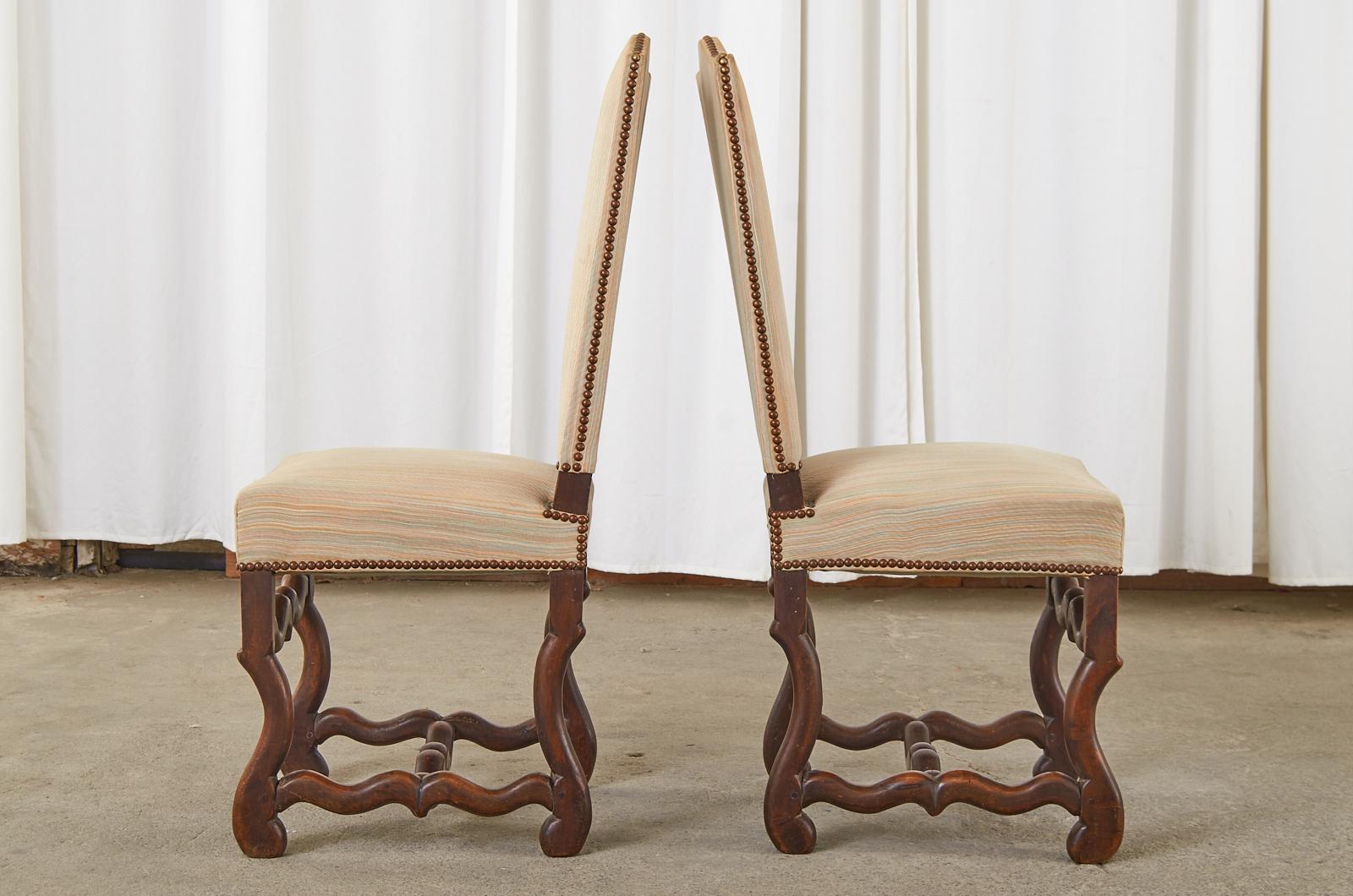 Set of Eight French Walnut Os de Mouton Dining Chairs 1