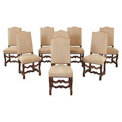 Ensemble de huit chaises de salle à manger Os de Mouton en noyer français