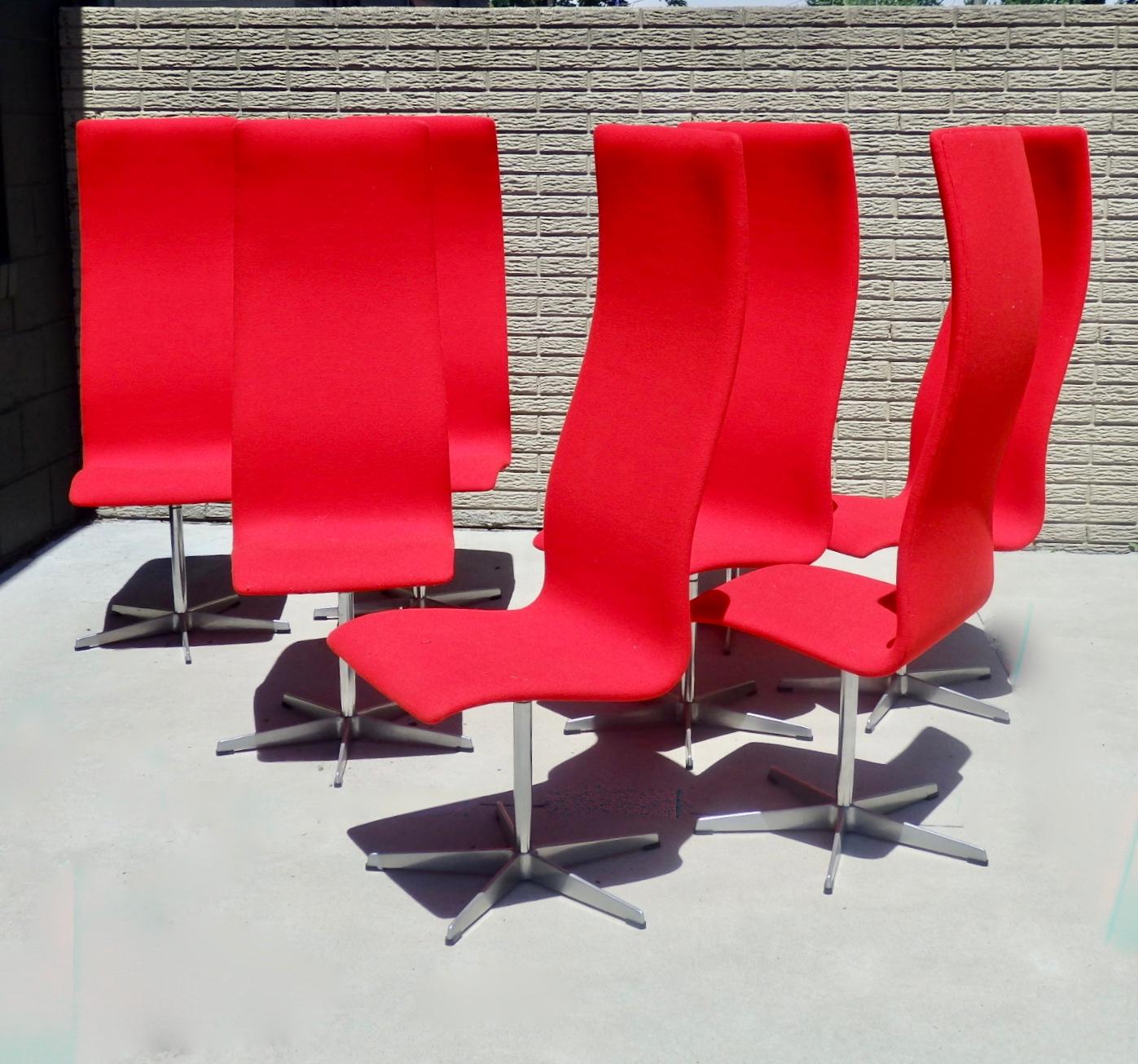 Set of Eight Freshly Restored Arne Jacobsen Fritz Hansen High Back Oxford Chairs 5