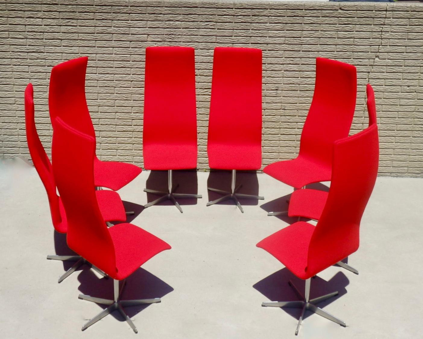 Set of Eight Freshly Restored Arne Jacobsen Fritz Hansen High Back Oxford Chairs 7