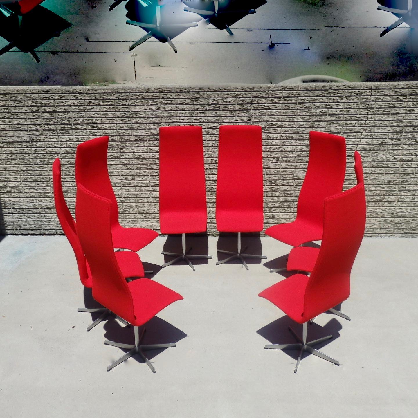 Danish Set of Eight Freshly Restored Arne Jacobsen Fritz Hansen High Back Oxford Chairs