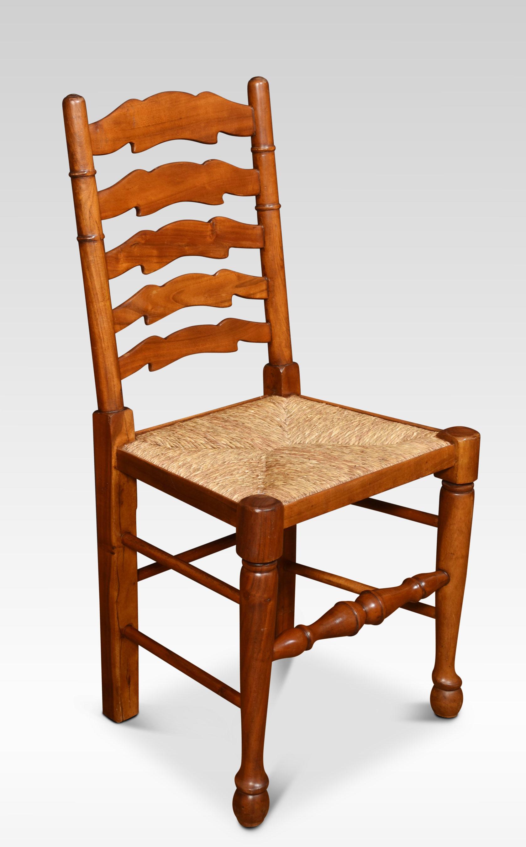 Set of Eight Fruitwood Ladder Back Dining Chairs In Good Condition In Cheshire, GB