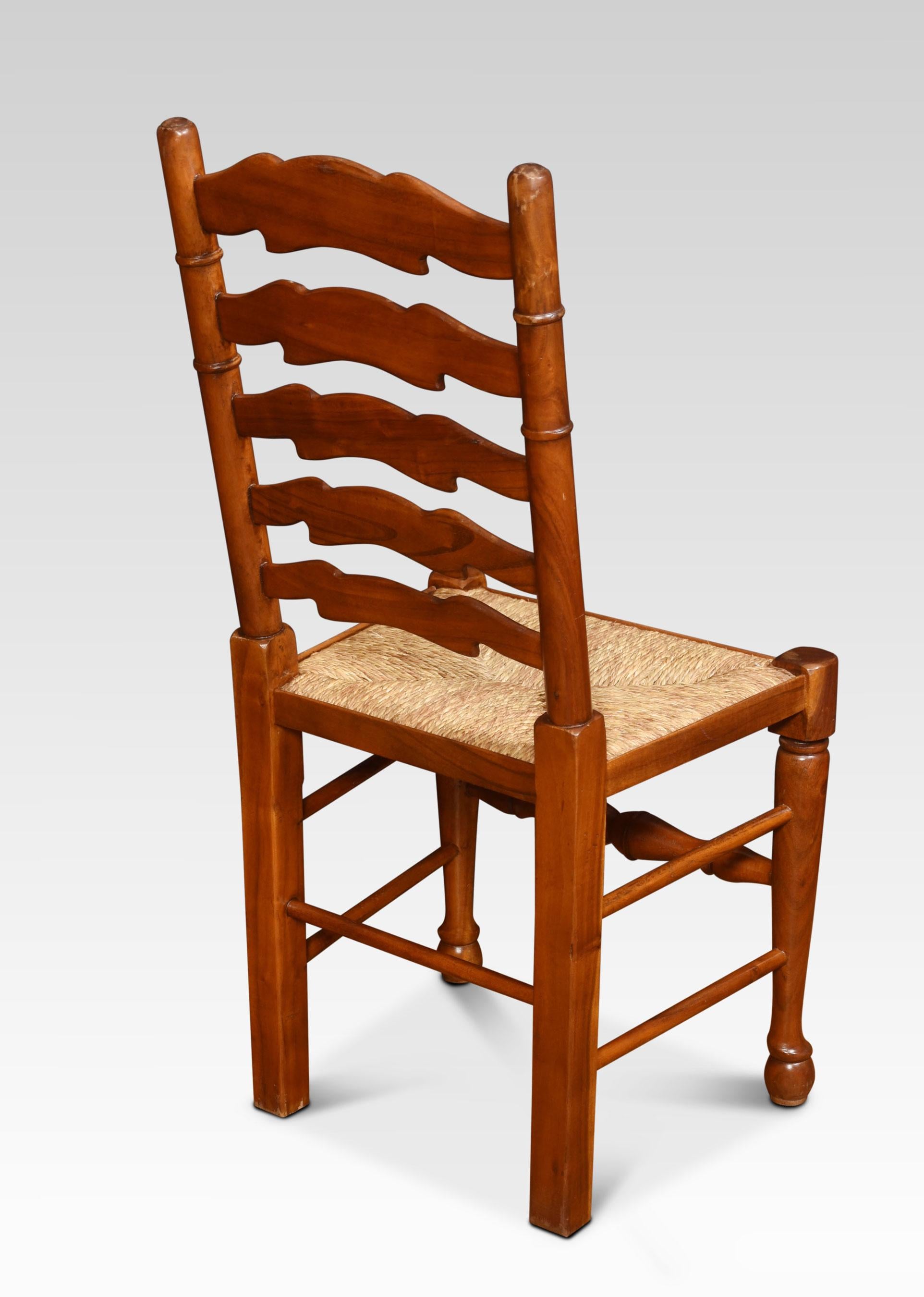 20th Century Set of Eight Fruitwood Ladder Back Dining Chairs