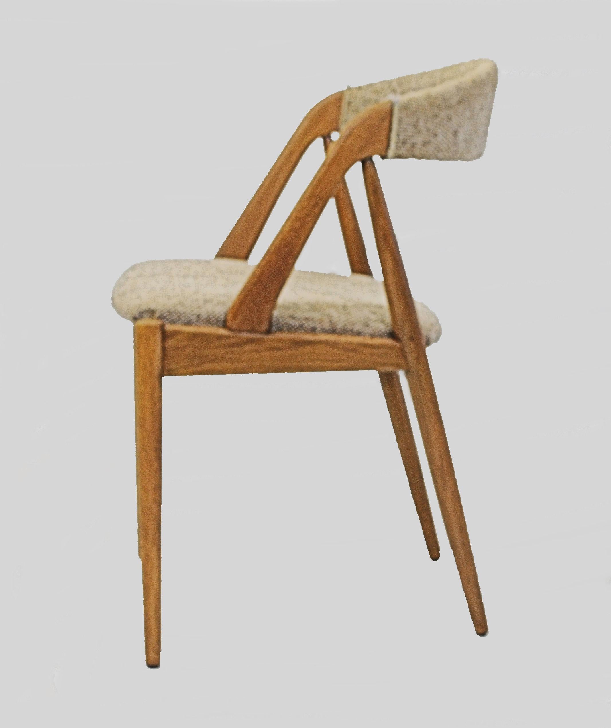 Scandinavian Modern Eight Restored Kai Kristiansen Oak Dining Chairs Custom Reupholstery Included For Sale