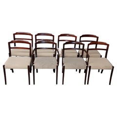Set of Eight Fully Restored Ole Wanscher Dining Chairs Custom Leather Upholstery