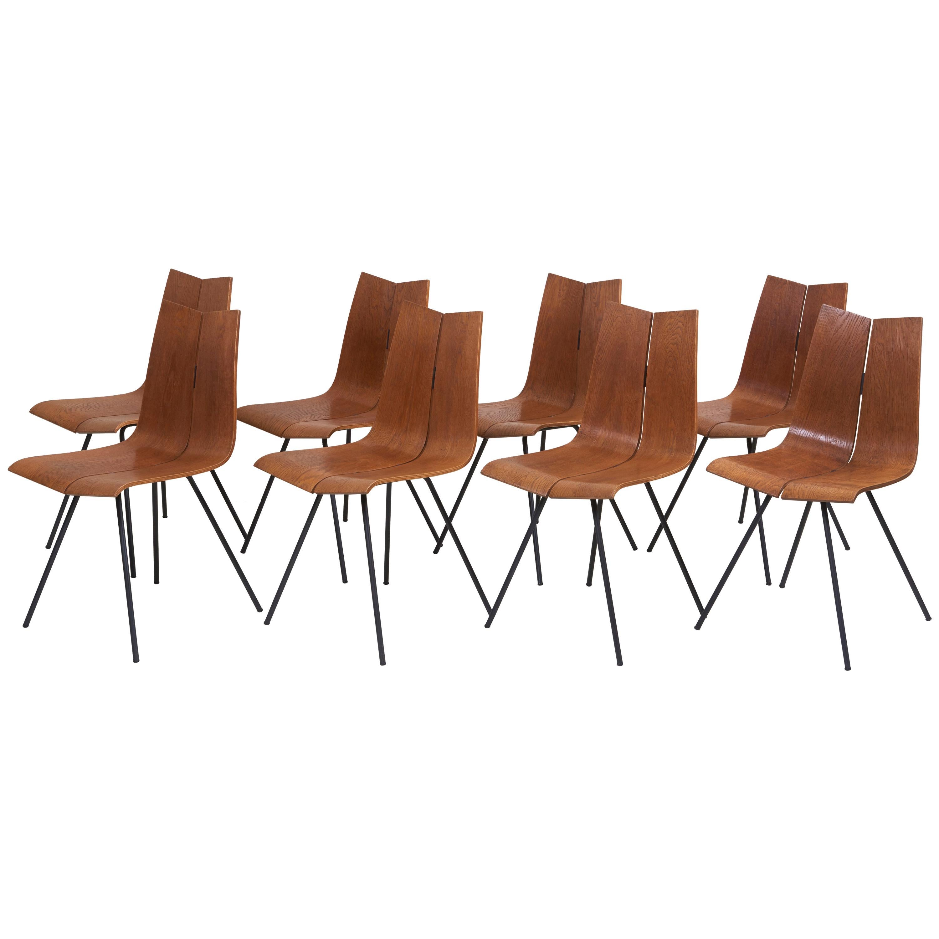 Set of Eight "GA" Chairs by Hans Bellmann for Horgen-Glarus, Switzerland, 1950s