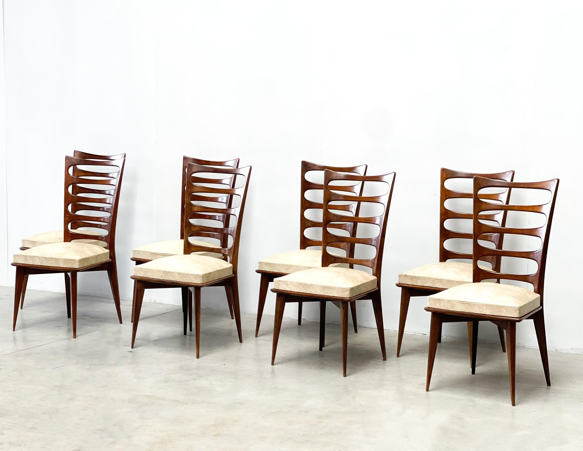 Set of Eight Gaston Poisson Dining Chairs In Good Condition In Nijlen, VAN
