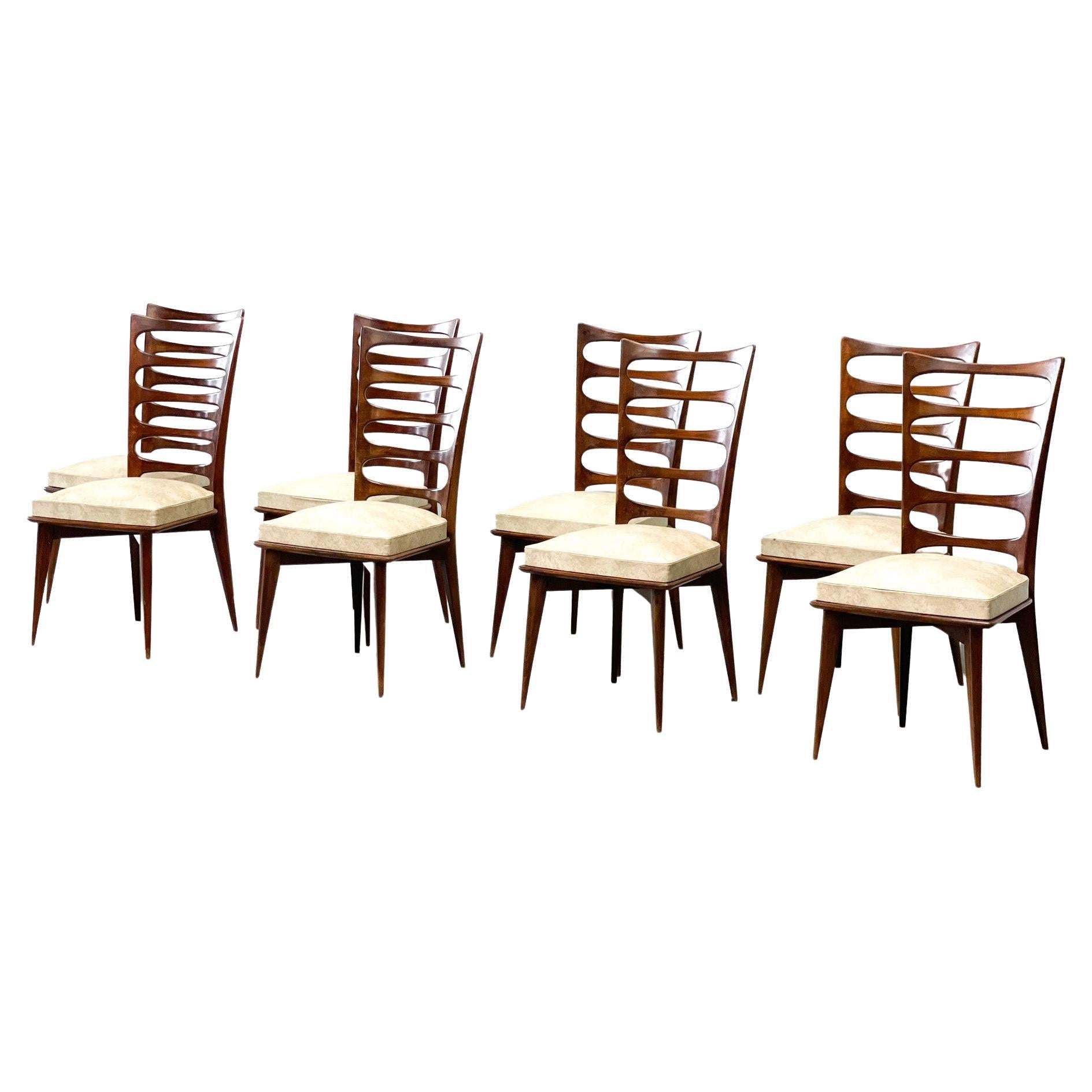 Set of Eight Gaston Poisson Dining Chairs