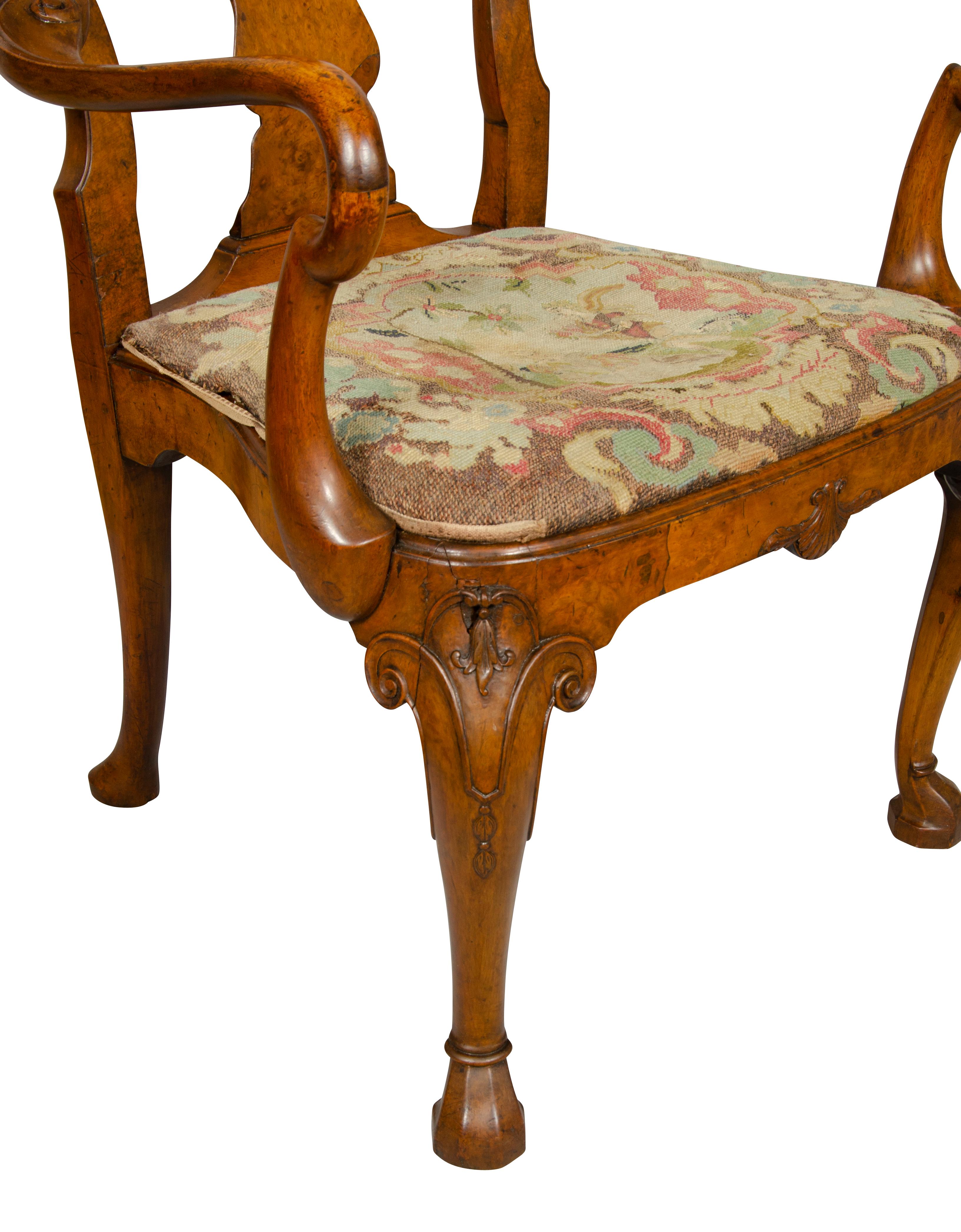 Set of Eight George I Style Walnut Dining Chairs 7
