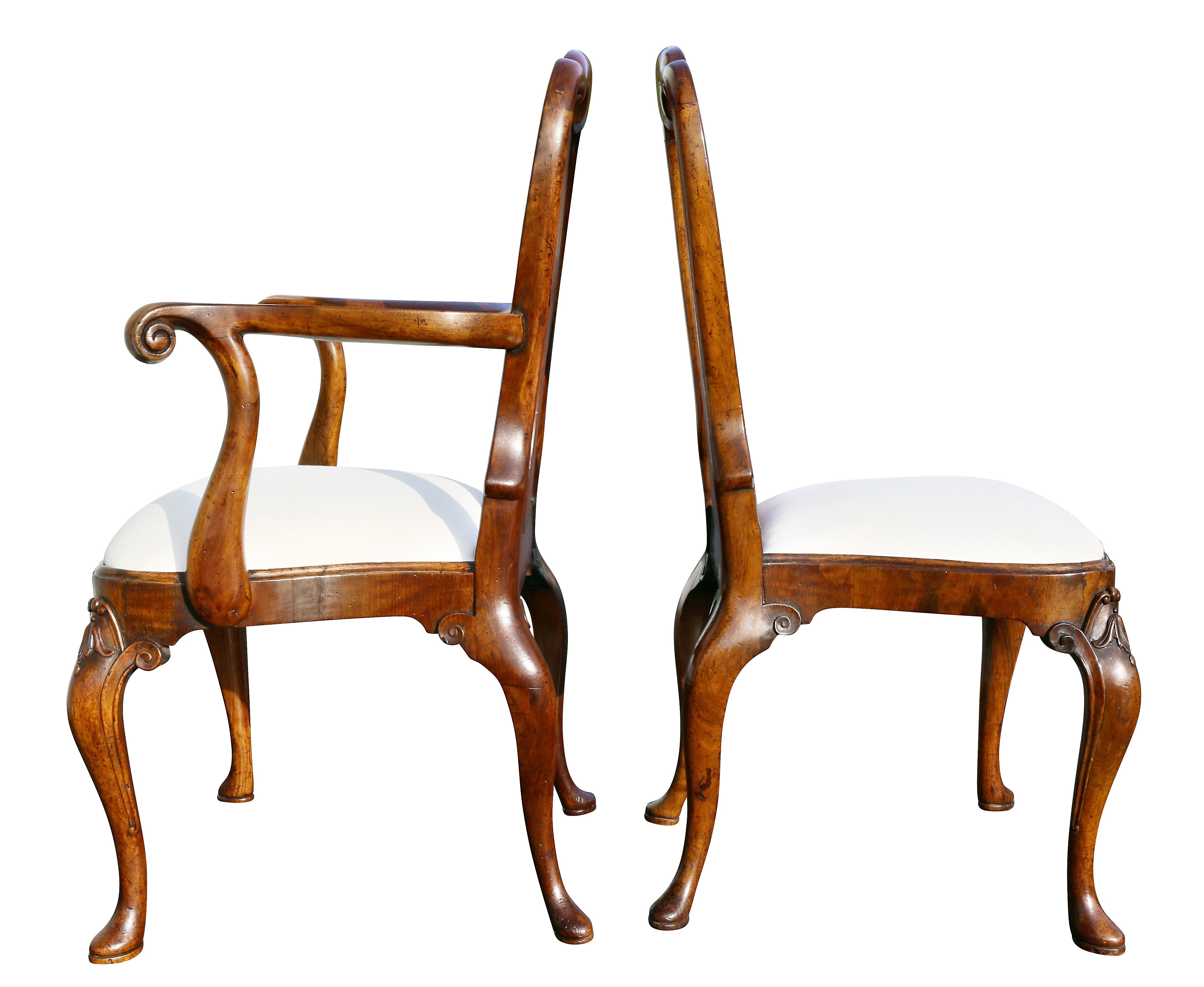 Set of Eight George I Style Walnut Dining Chairs 3