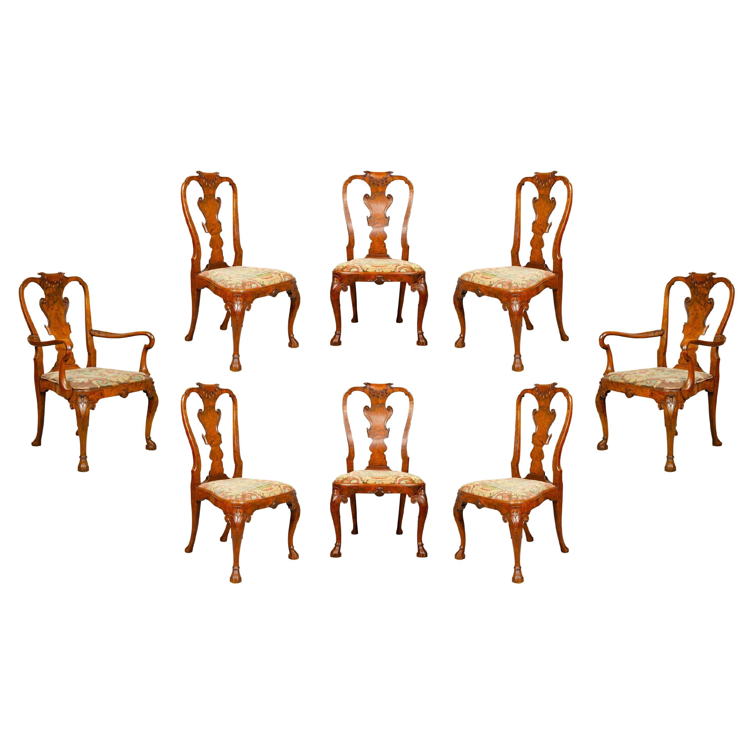 Set of Eight George I Style Walnut Dining Chairs