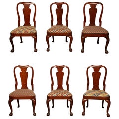 Antique Set of Eight George II Ball and Claw Foot Dining Chairs