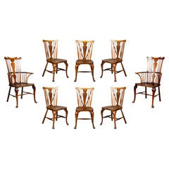 Antique Set of Eight George III Oak and Elm Windsor Dining Chairs