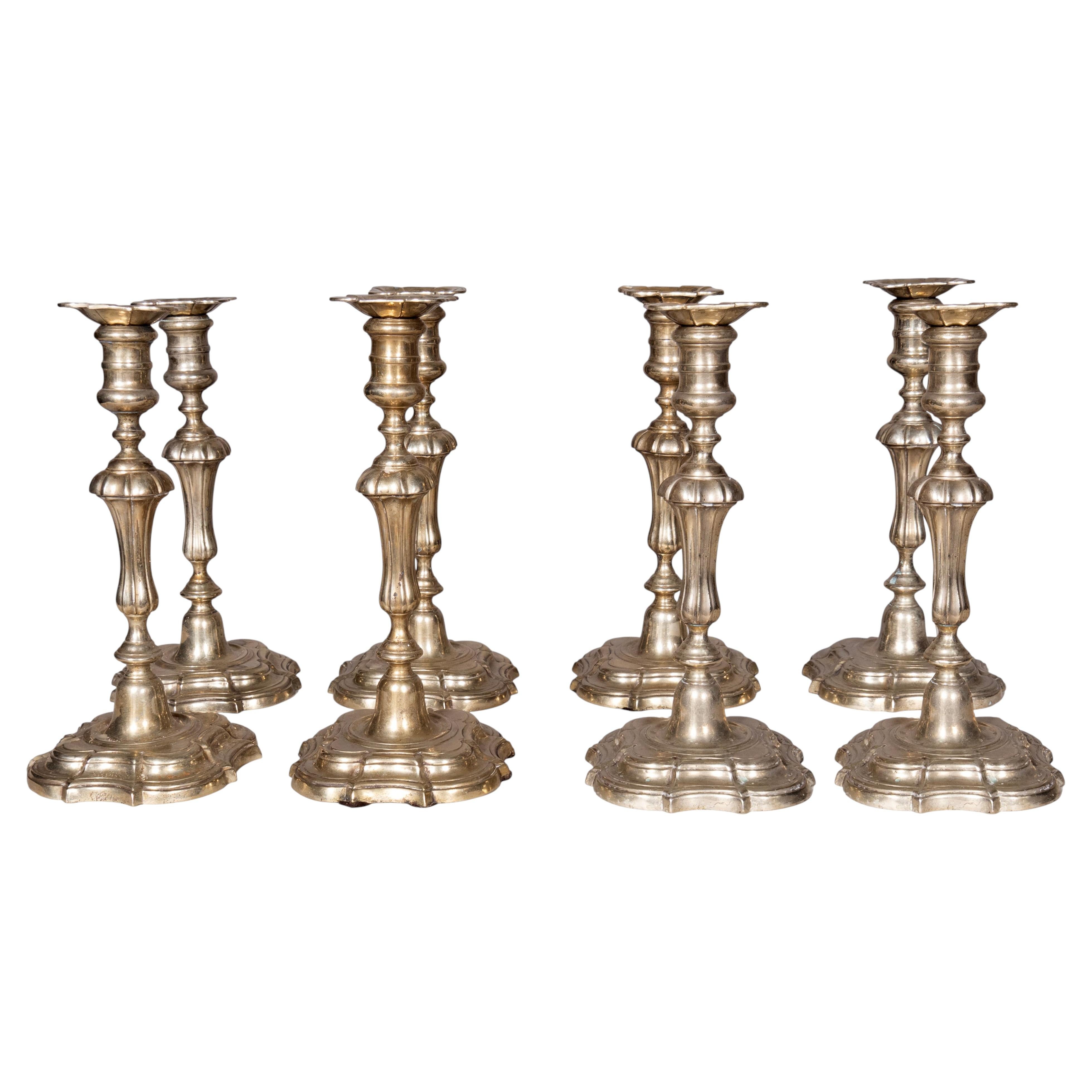 Set Of Eight George III Paktong Candlesticks For Sale