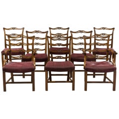 Set of Eight George III Period Mahogany Ladder-Back Dining Chairs