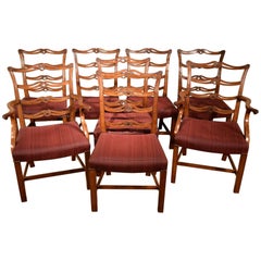 Set of Eight George III Period Mahogany Ladderback Dining Chairs