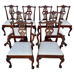 Set Of Eight George III Style Carved Mahogany Dining Chairs