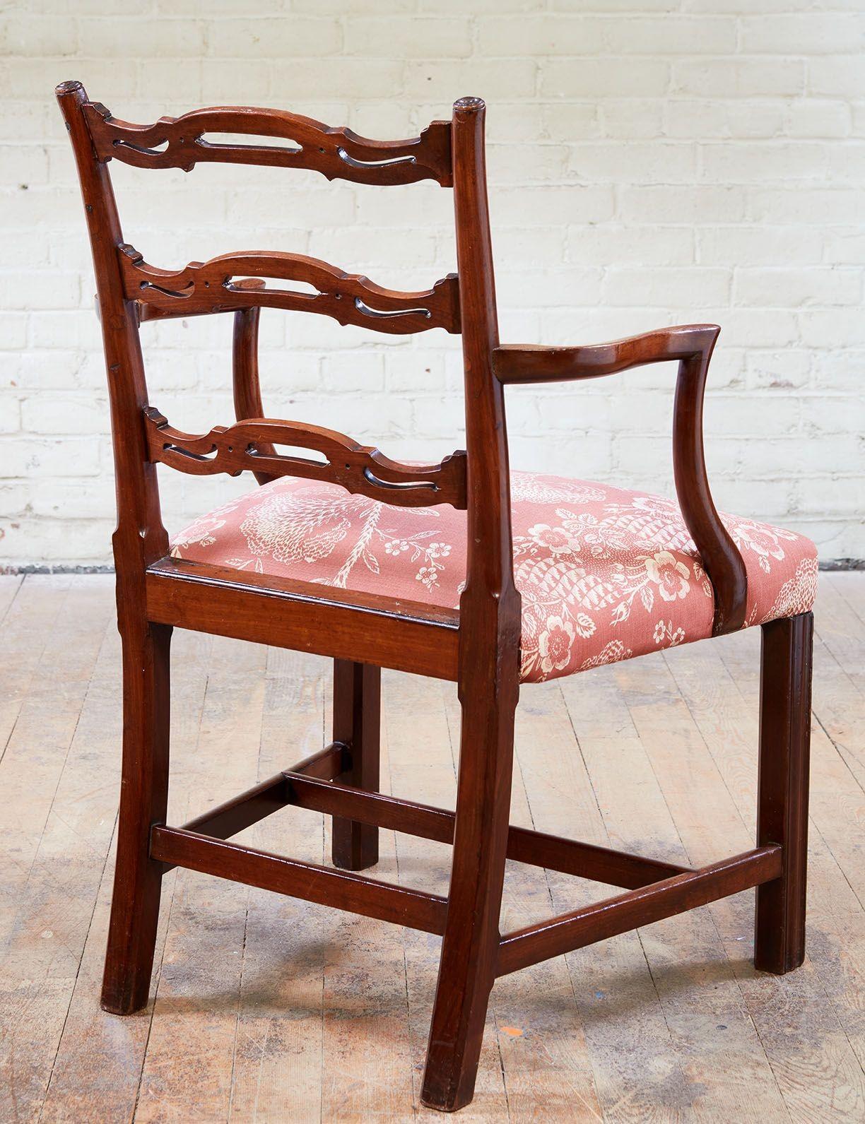 Pair of Georgian Ladder Back Gaming Chairs For Sale 1