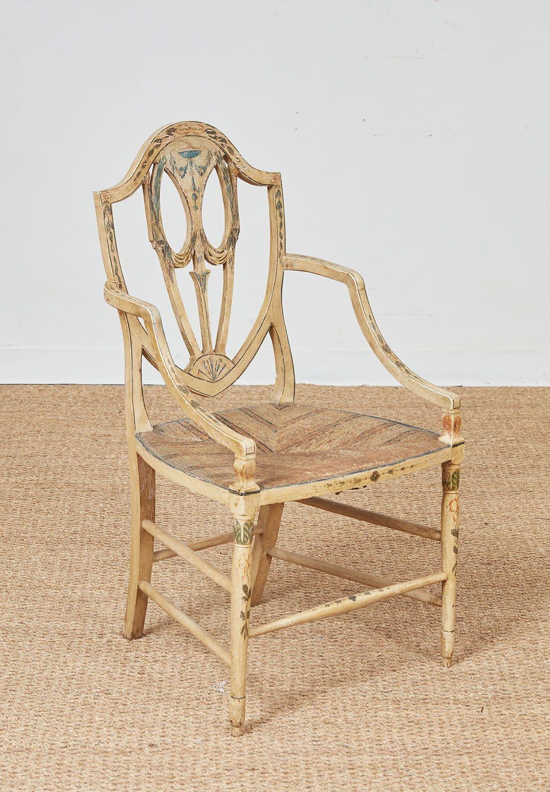 Ensemble de huit fauteuils géorgiens peints en vente 5