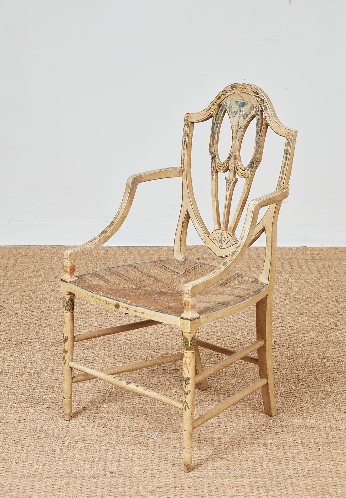 Ensemble de huit fauteuils géorgiens peints en vente 8