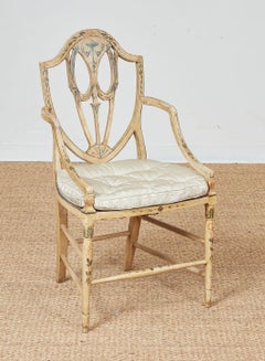 Set of Eight Georgian Painted Dining Room Armchairs