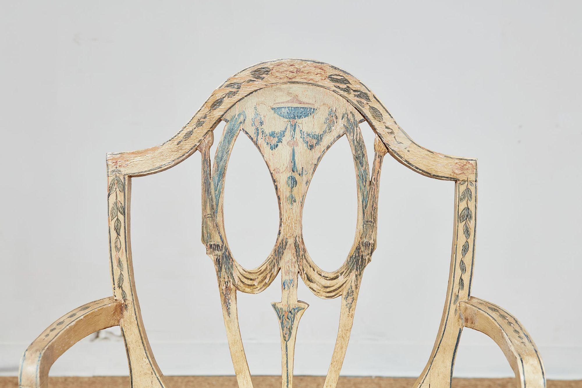 Hepplewhite Ensemble de huit fauteuils géorgiens peints en vente