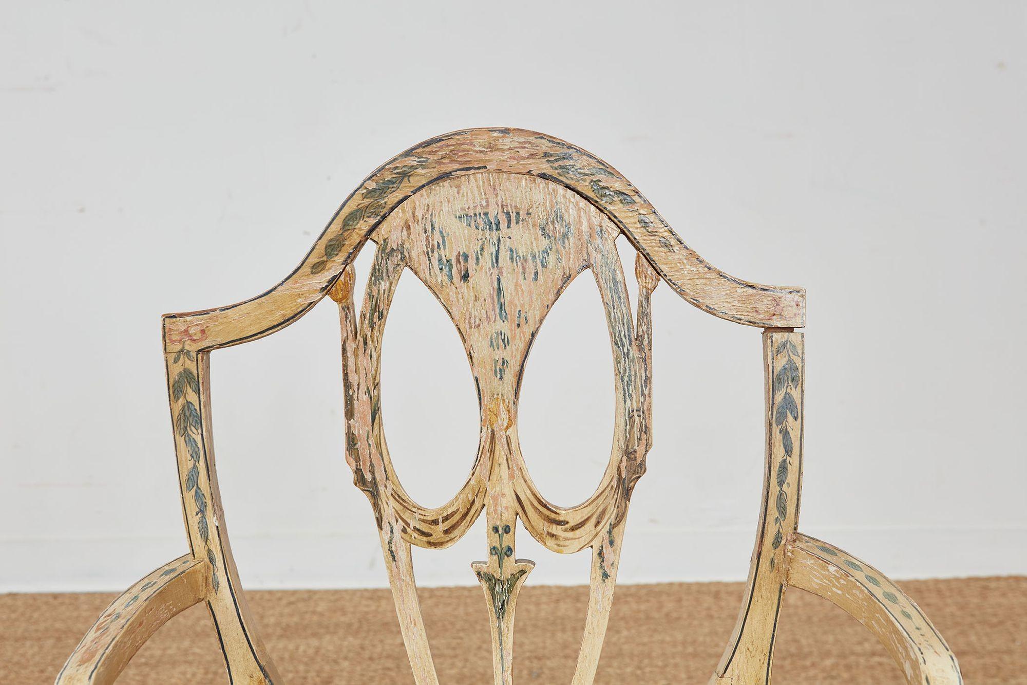 Ensemble de huit fauteuils géorgiens peints Bon état - En vente à Greenwich, CT