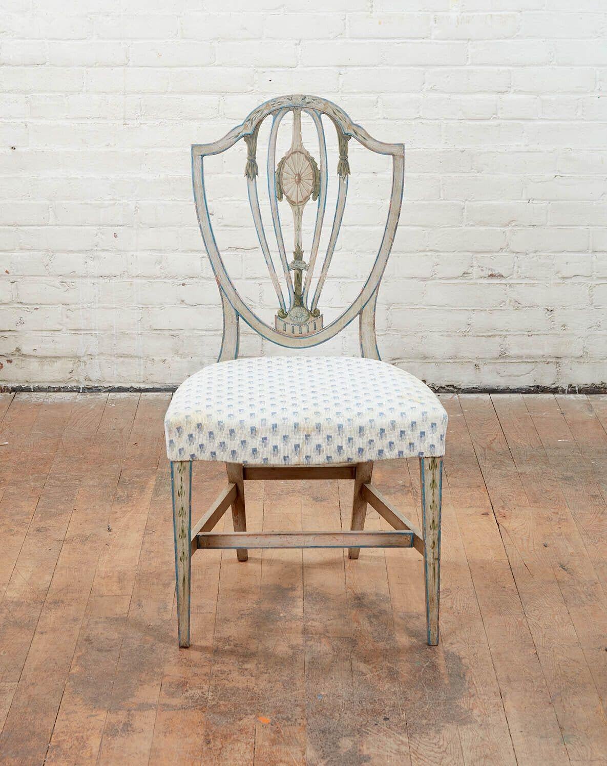 Hepplewhite Set of Eight Georgian Painted Dining Chairs For Sale