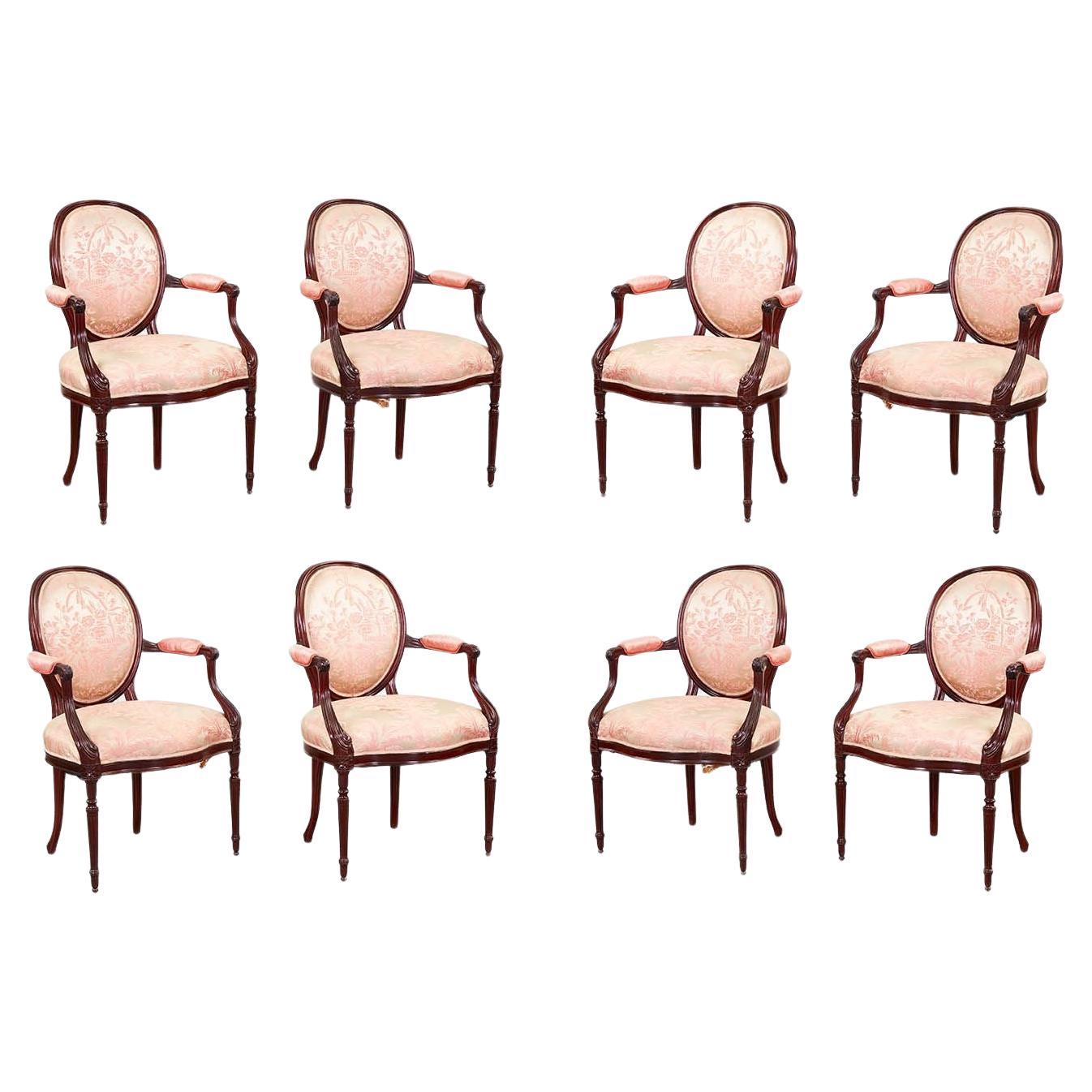 Set of Eight Georgian Style Armchairs For Sale