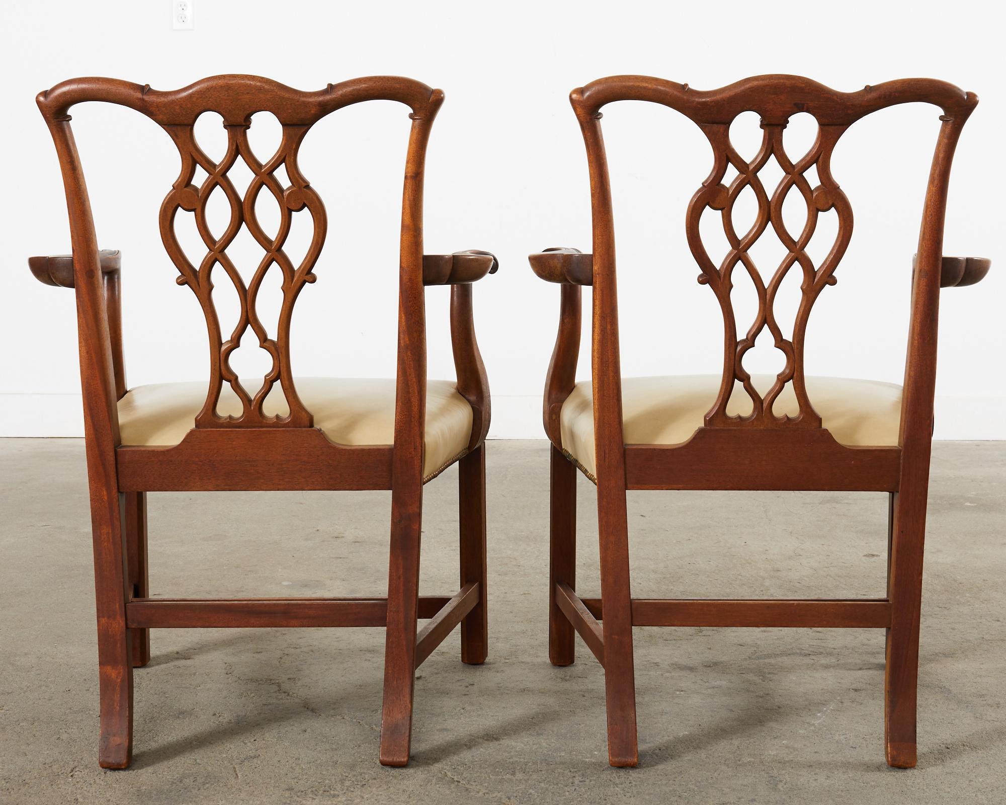 Set of Eight Georgian Style Carved Mahogany Dining Chairs 5