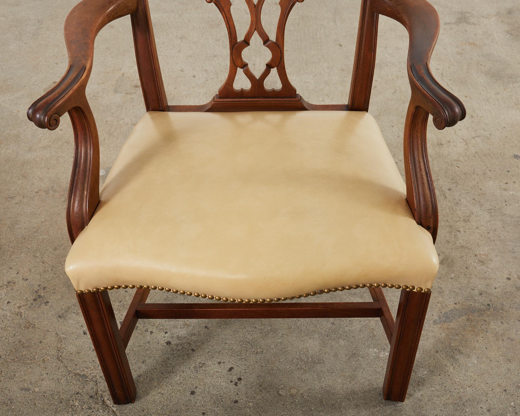 Set of Eight Georgian Style Carved Mahogany Dining Chairs 8