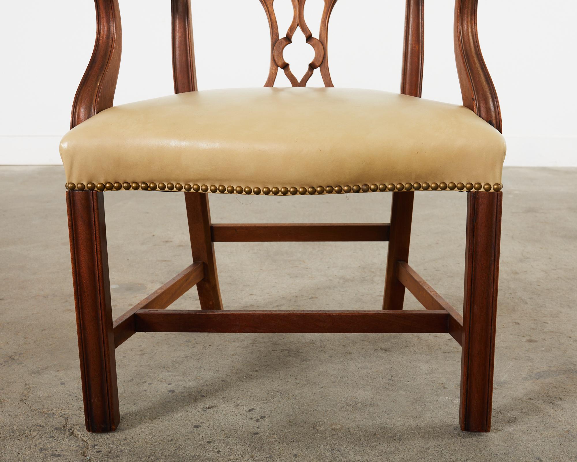Set of Eight Georgian Style Carved Mahogany Dining Chairs 9