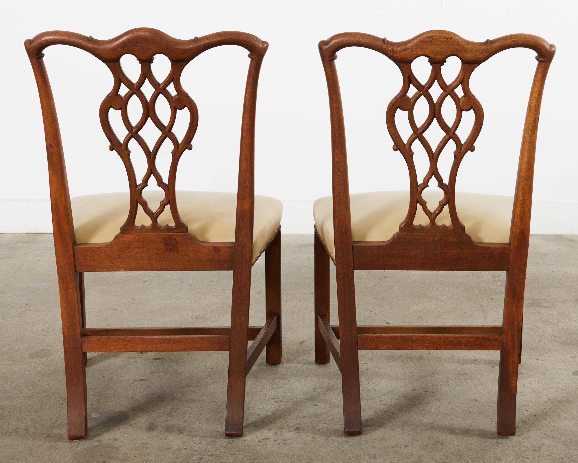 Set of Eight Georgian Style Carved Mahogany Dining Chairs 12