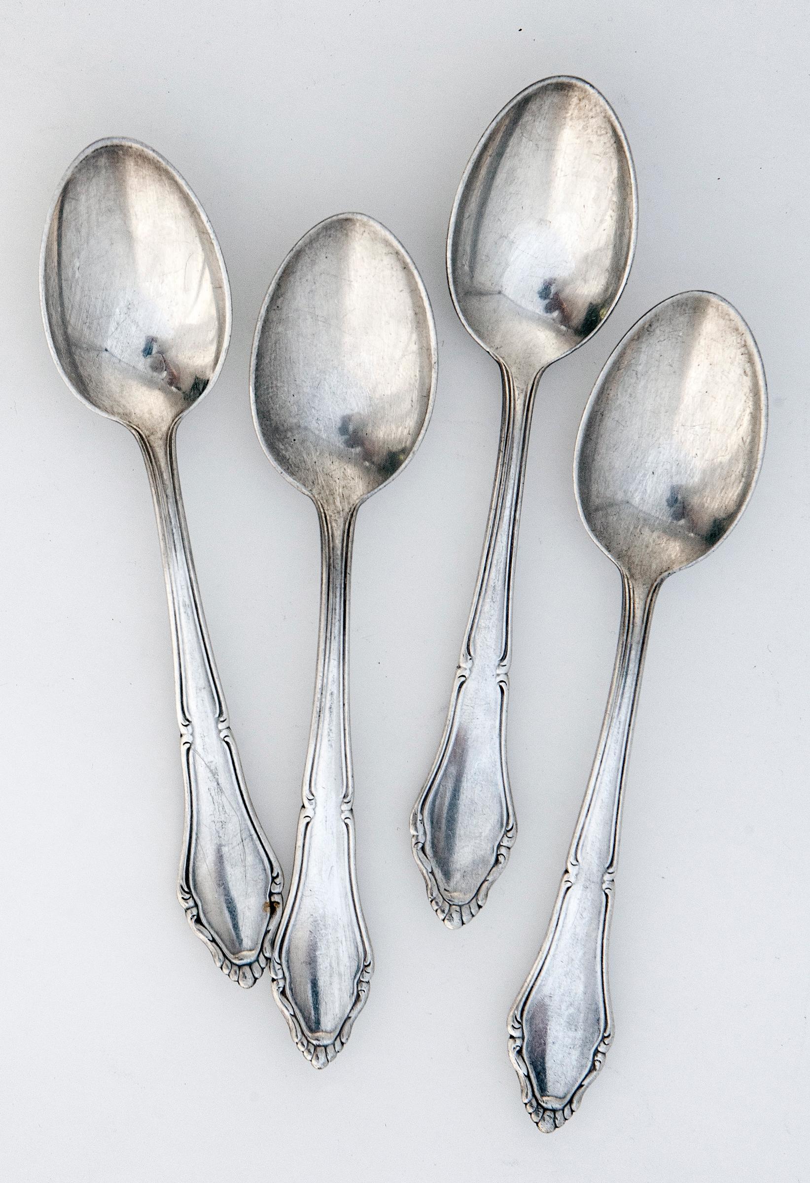 French Provincial Set of Eight German Silver-plate Demitasse Spoons. For Sale