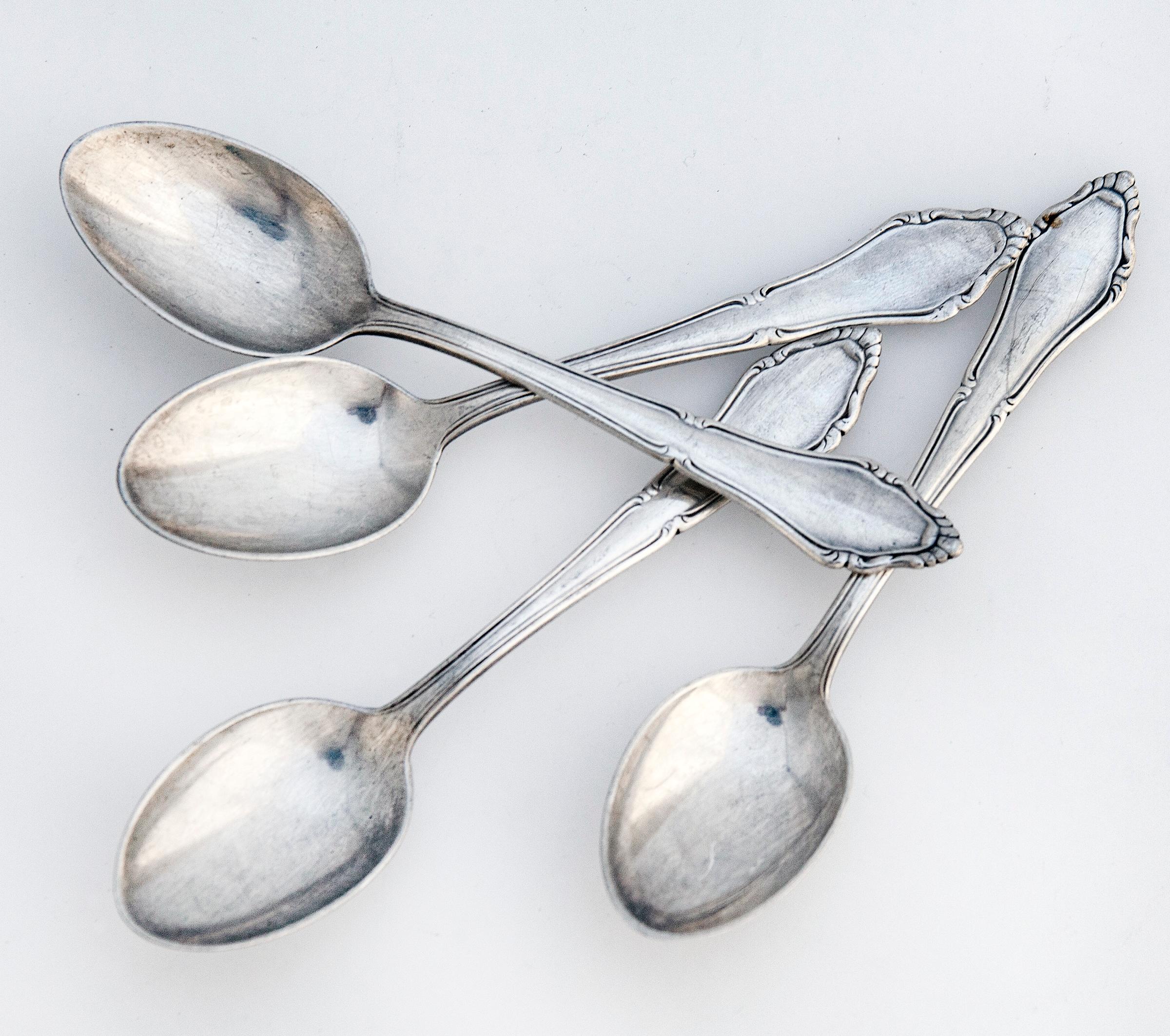 Set of Eight German Silver-plate Demitasse Spoons. In Good Condition For Sale In Malibu, CA