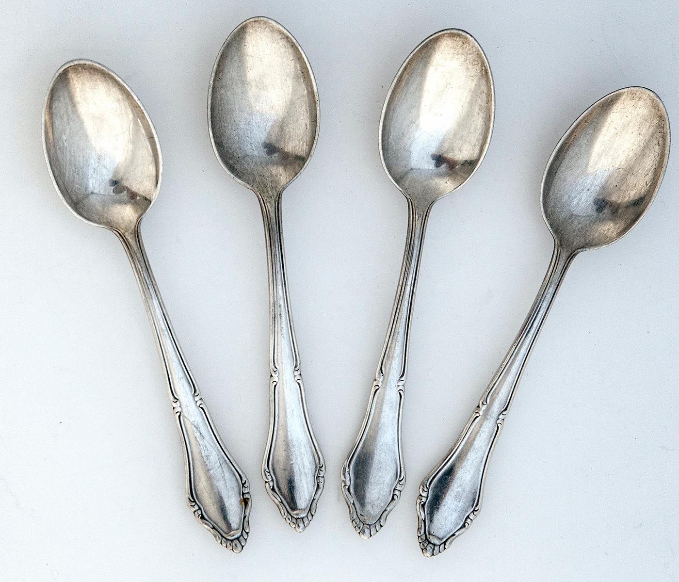 20th Century Set of Eight German Silver-plate Demitasse Spoons. For Sale