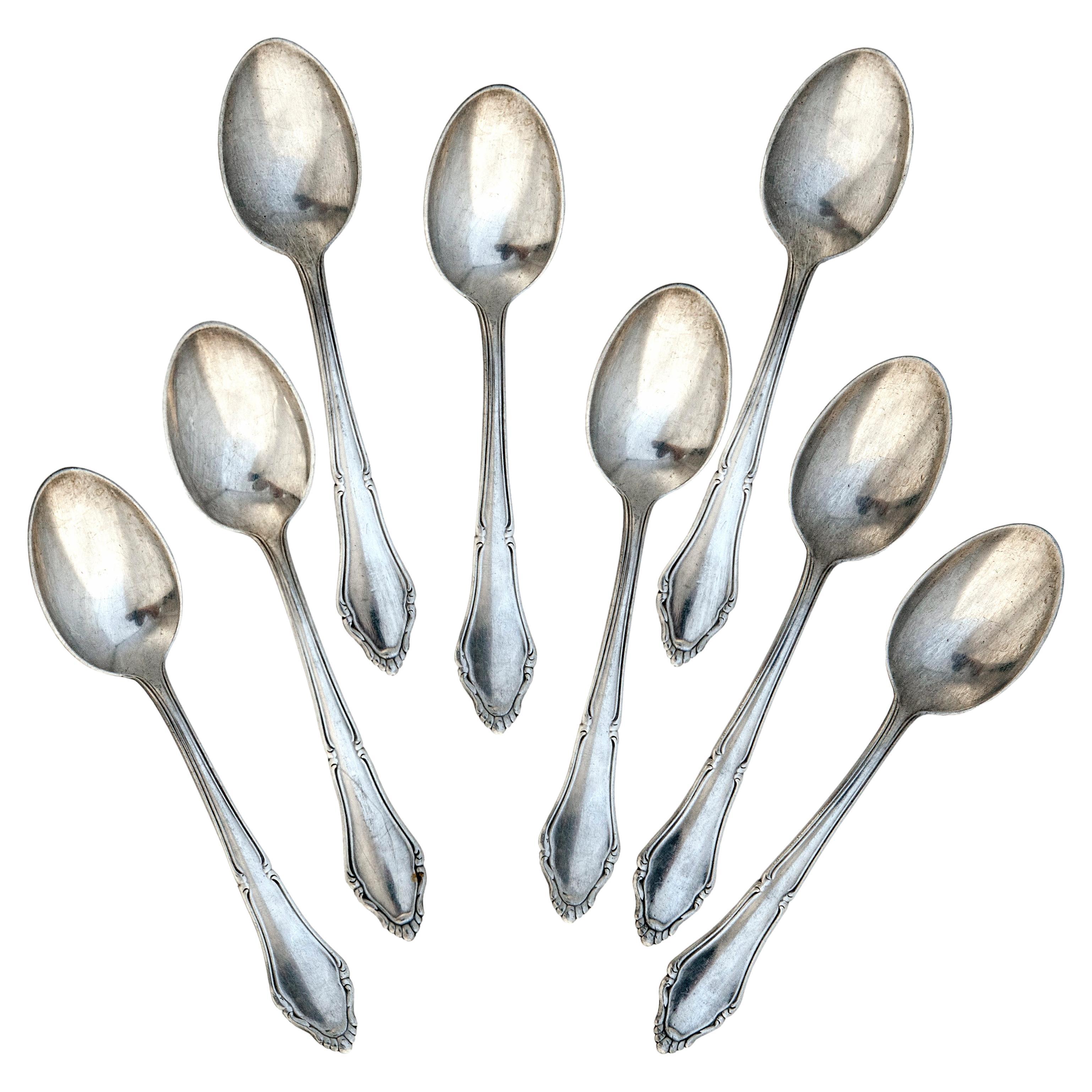 Set di otto cucchiai Demitasse tedeschi in argento.