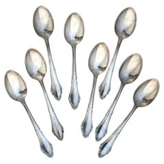 Antique Set of Eight German Silver-plate Demitasse Spoons.