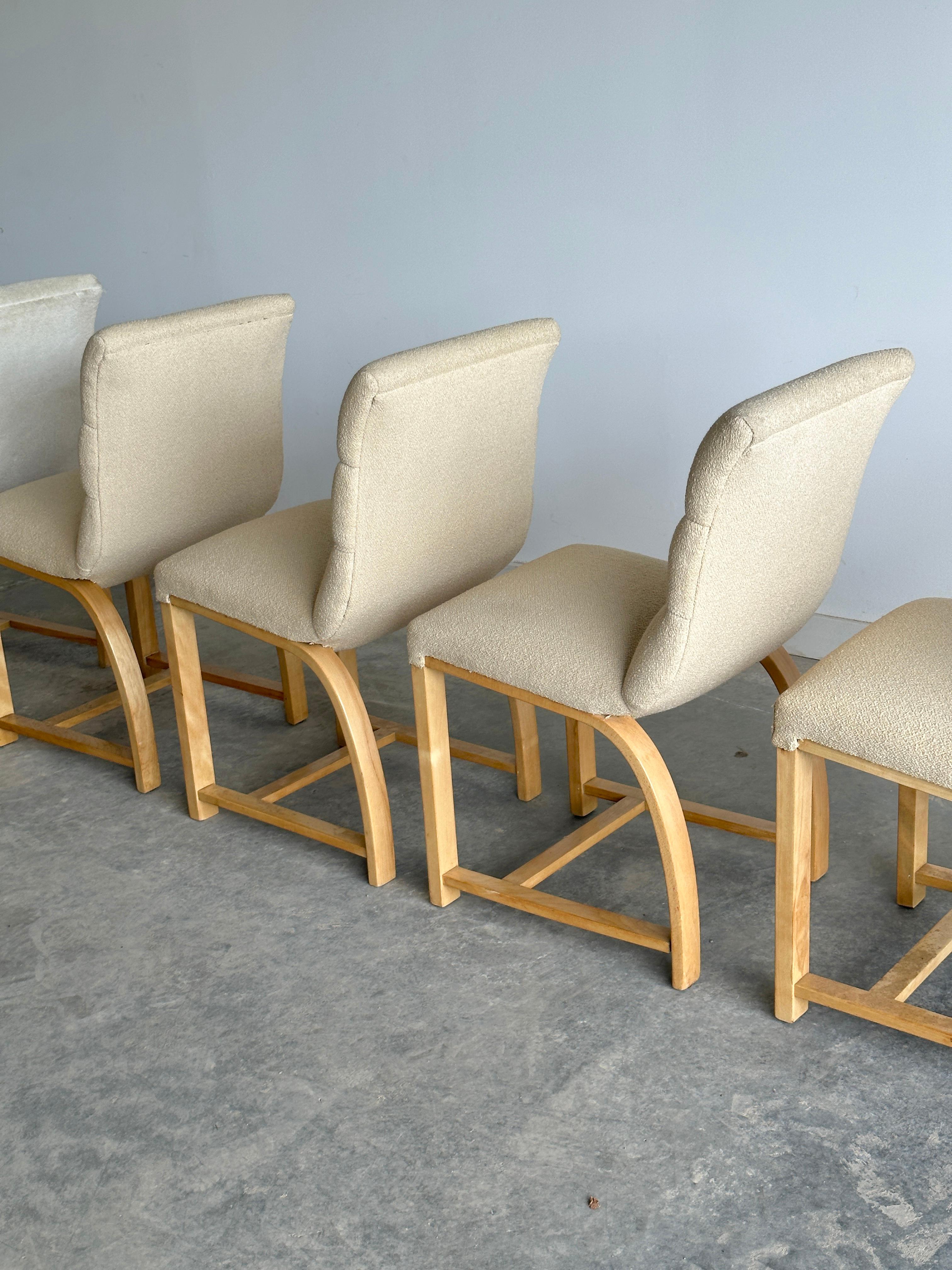 Tissu d'ameublement Ensemble de huit chaises de salle à manger Art déco Gilbert Rohde pour Heywood Wakefield en vente