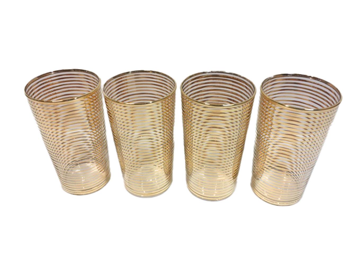 American Set of Eight Gold Band Decorated Art Deco Highball Glasses