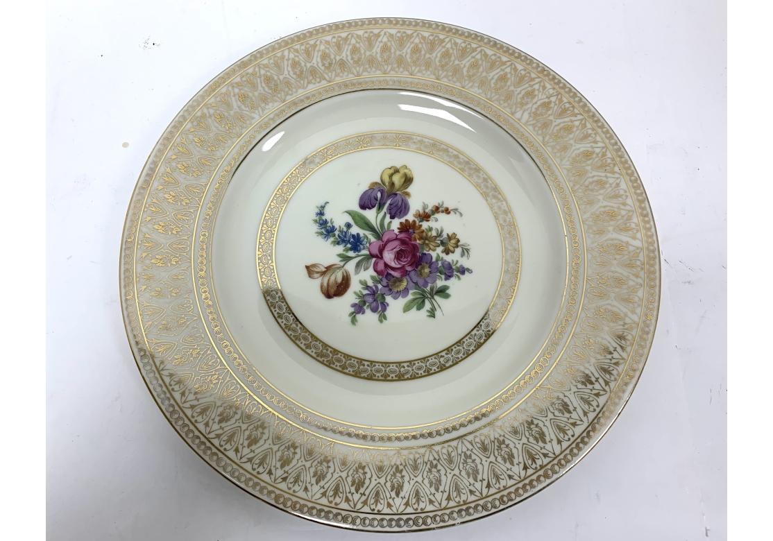 Porcelaine Ensemble de huit assiettes de rangement ou de table PickenHammer incrustées d'or en vente