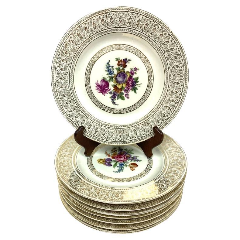 Set Of Eight Gold Encrusted PickenHammer Cabinet Or Dinner Plates