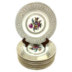 Set Of Eight Gold Encrusted PickenHammer Cabinet Or Dinner Plates