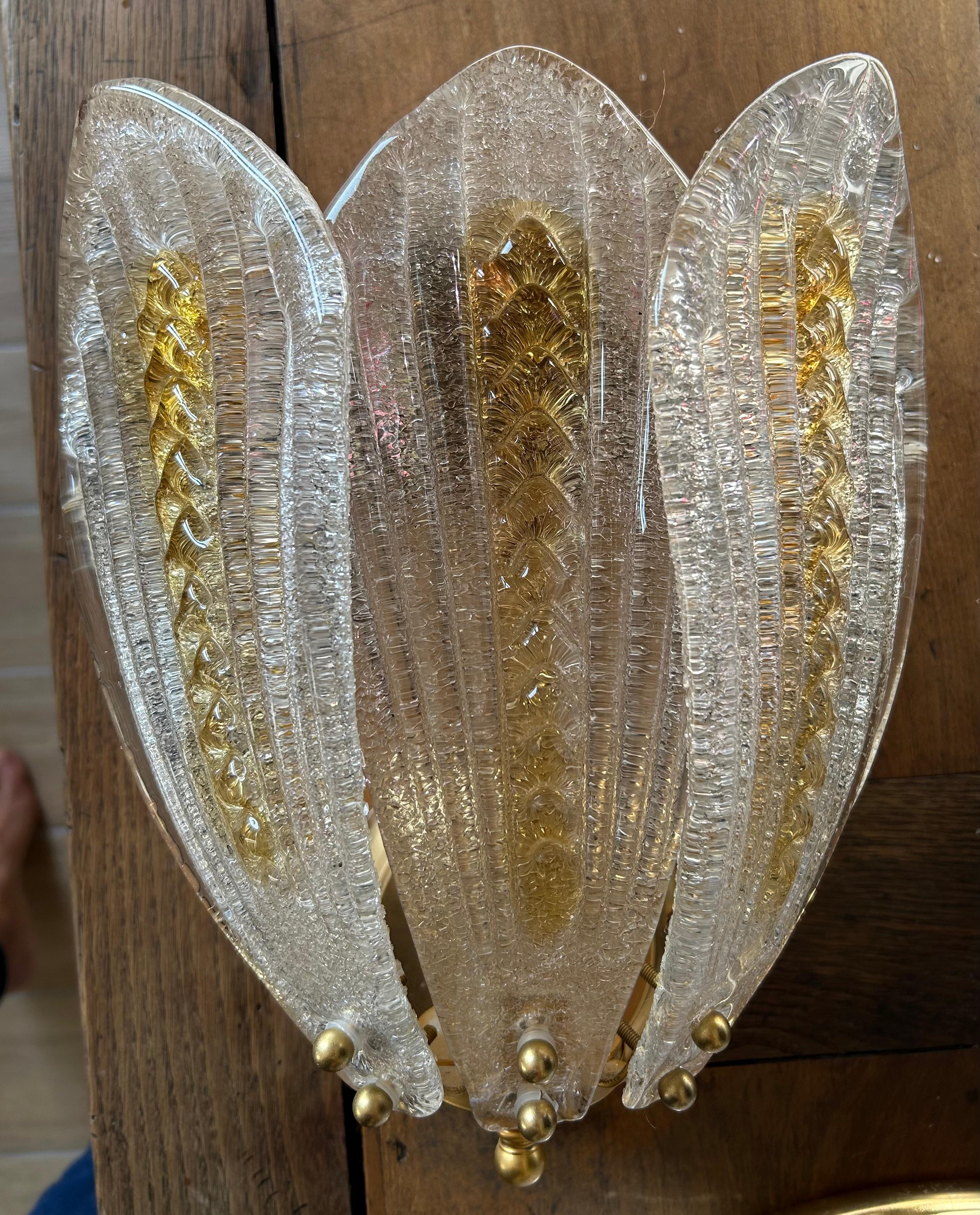 Italian Set of Eight Golden Honeybee Murano Sconces, 1980's