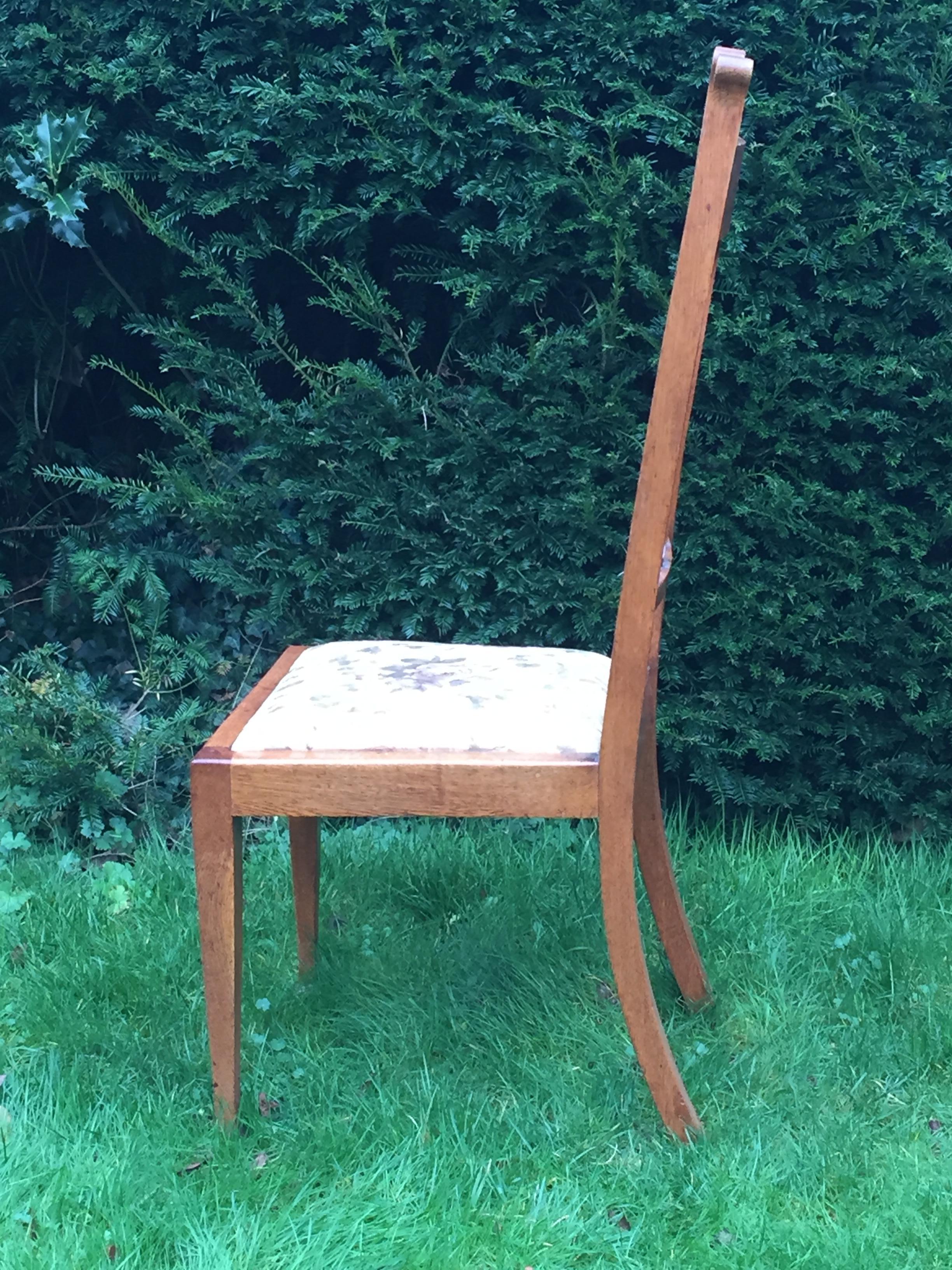 Arts and Crafts Set of Eight Golden Oak Arts & Crafts Dining Chairs Retaining the Original Label