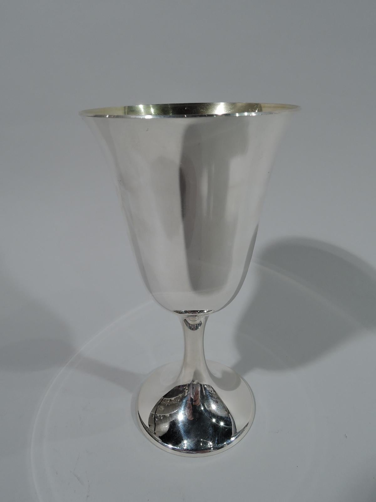 American Set of Eight Gorham Modern Sterling Silver Goblets