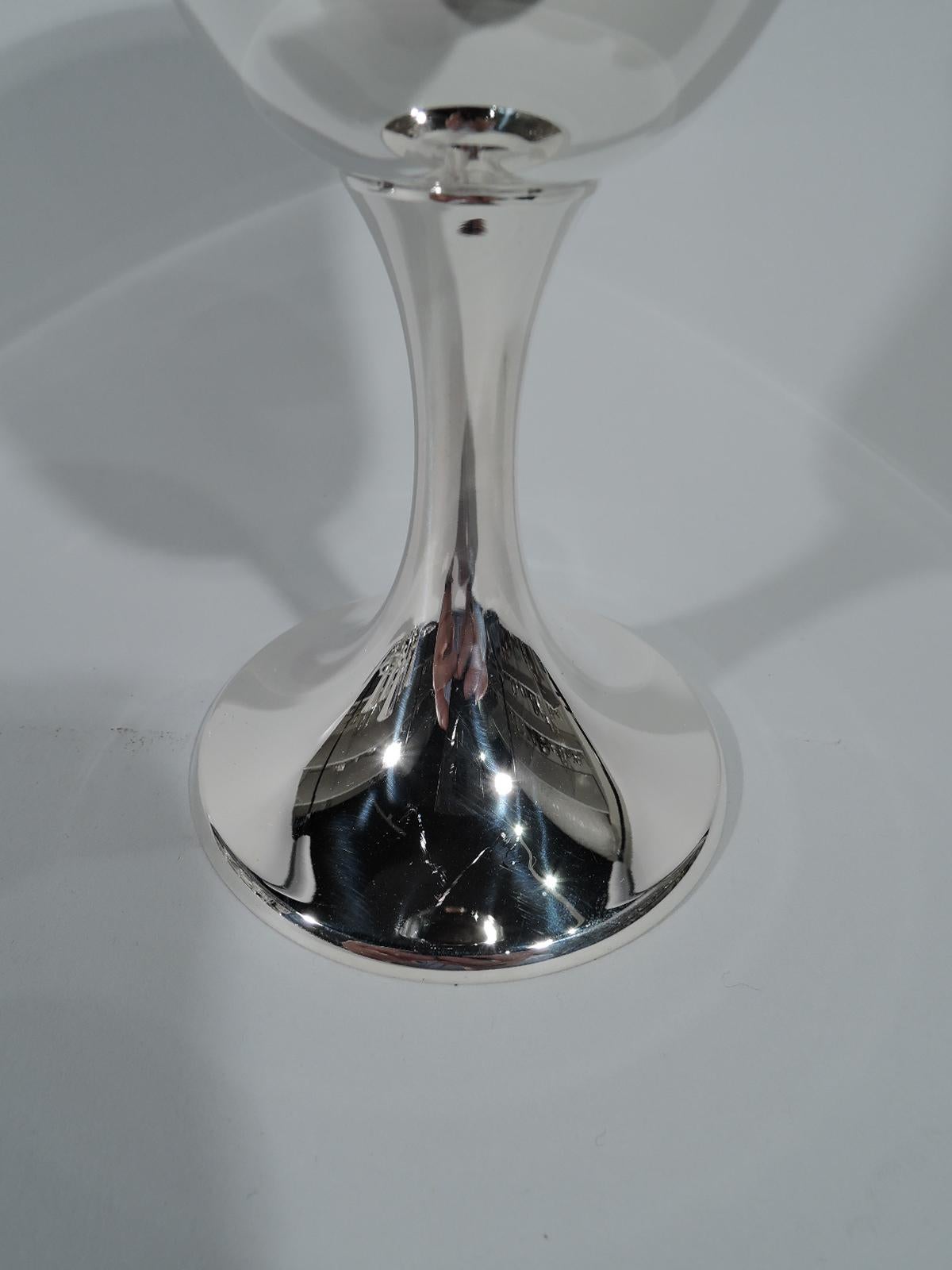 20th Century Set of Eight Gorham Modern Sterling Silver Goblets
