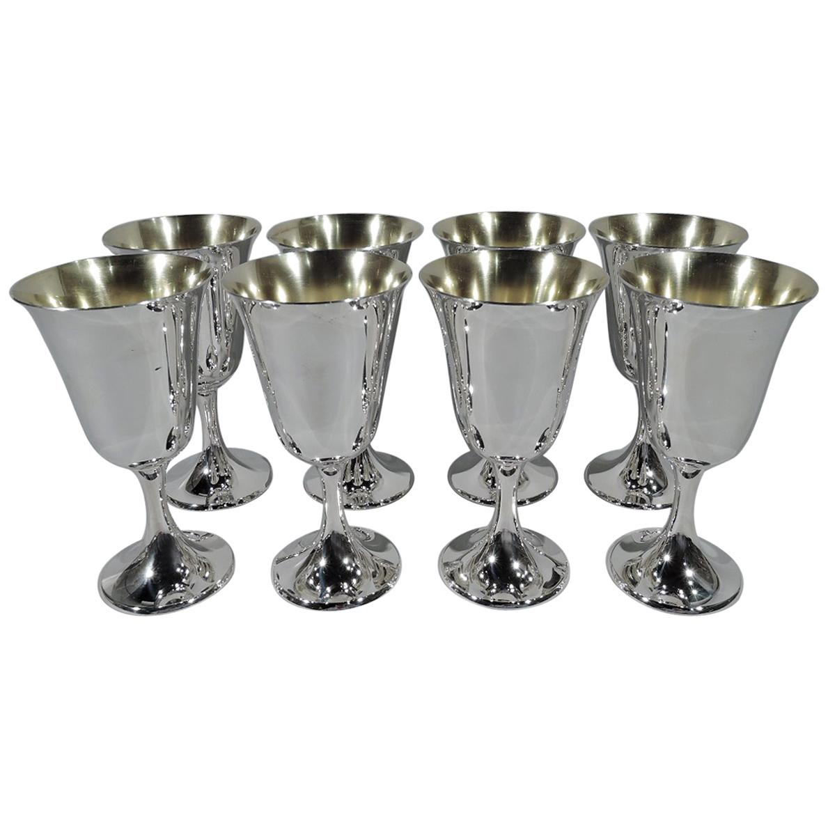 Set of Eight Gorham Modern Sterling Silver Goblets